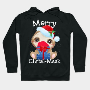 Christmas 2020 Cute Sloth Wear a Mask Santa Hat Quarantine Hoodie